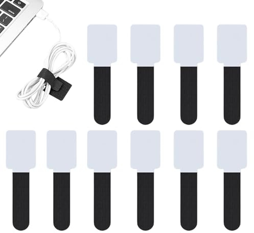 Reusable Cable Ties - 10 Pieces Cord Organizer Straps | Hook and Loop Tie | Adjustable Strong Straps for Family Friends Student Home Kitchen Workshop Indoor Under Desk