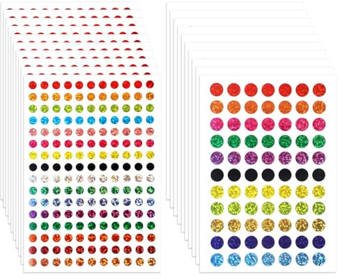 cobee 5060 Stück Glitzer Kreis Dot Aufkleber, 6mm 10mm Glänzende Kreis Glitzer