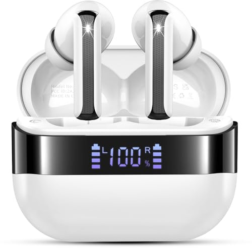 Wireless Earbuds, Bluetooth 5.4 Headphones in Ear with 4 ENC Noise Cancelling Mic, Wireless Headphones in Ear Deep Bass, Mini Wireless Earphones 48H Playtime LED Display, Ear buds IP7 Waterpoof USB-C