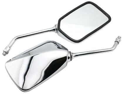 Quadratische Motorradspiegel 10 Mm M10 Gewinde Retro Vintage Rückspiegel(Silver)