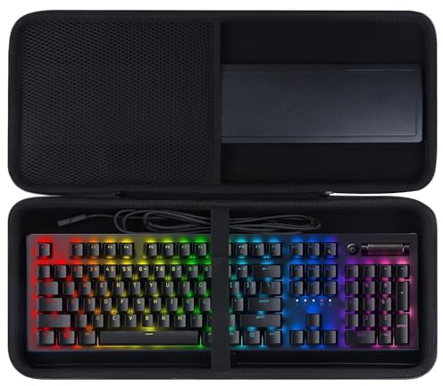 Lebakort Funda Dura de Viaje Estuche para Razer BlackWidow V3/BlackWidow V4/Cynosa V2/Ornata V3/Huntsman Elite/Huntsman V2/RedThunder K10 Teclado Gaming Mecánico de Tamaño Completo (Negro)