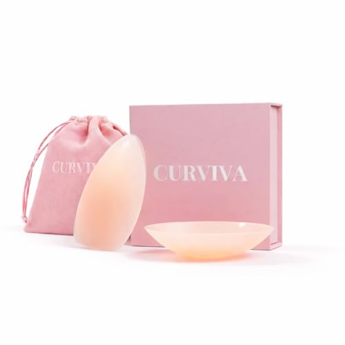 CURVIVA Pezoneras Invisibles Sin Adhesivo Triangulares para Escotes Pronunciados - Resistentes al Sudor - Extrafinas y Cómodas con Agarre Térmico - Incluye Estuche de Viaje Tallas SM y ML