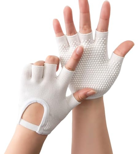 Hangsu 1 par de guantes de cinco dedos para fitness, ejercicio, entrenamiento, silicona, antideslizante, para hombre y mujer, levantamiento de pesas, protector de manos