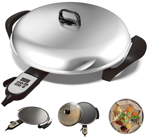 1700W Electric Injera Griddle, 40Cm/46mm/52mm Non-stick Electric Griddle for Ethiopian Injera with Adjustable Digital Heat Control, Makers & Chapati & Skillet and Pancake Maker 52cm