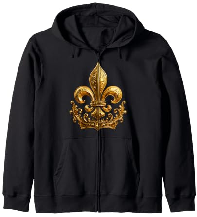 Fleur de lys Royale avec Couronne ornée et parchemins baroques Sweat à Capuche