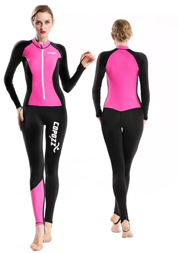 COPOZZ Womens Wetsuit Full Body Swimsuit for Women – Front Zip Wet Suit for Snorkeling, Surfing, Scuba Gear, Paddleboarding, Water Sports