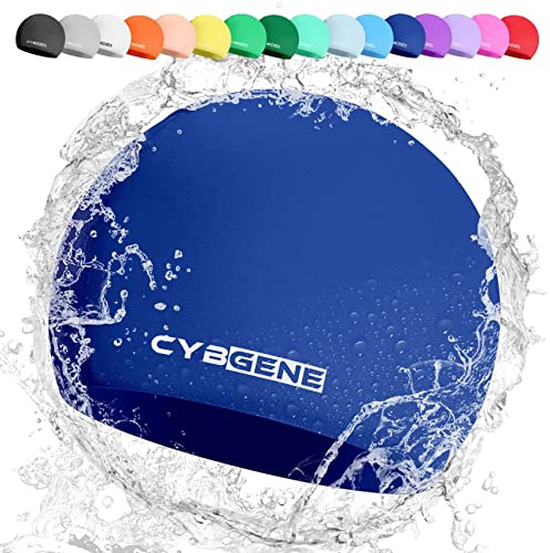 CybGene Silikon Badekappe für Kinder, Schwimmkappe Bademütze für Damen und Herren Unisex, Kleine, Marineblau