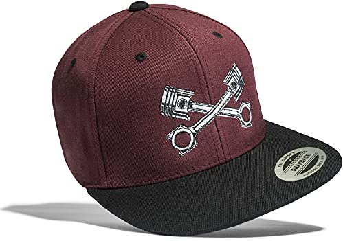 Baddery Tuner Flexfit Snapback Cap - „Kolben“ - Bestickte Kappe | Motorsport Rennsport Kappe für Herren & Damen
