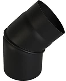 Ofenrohre schwarz | Alle Durchmesser & Formen | Alle Winkel | Rauchrohr Kaminrohr. (Ø 150 mm, Rohrbogen verstellbar 0° - 45°)