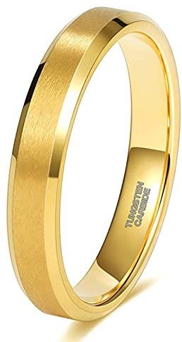 Zakk Ringe Herren Damen Gold Wolframcarbid Gebürstet Verlobungsringe Eheringe Partnerringe Trauringe 4mm 6mm 8mm (4mm,63 (20.1))
