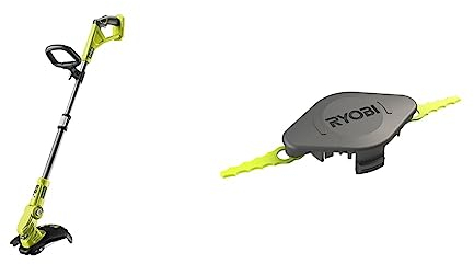 Ryobi OLT1832 ONE+ Cordless Grass Trimmer, 25-30cm Path (Zero Tool), 18 V, Hyper Green (Battery, Charger and Blade Not Included) & Ryobi Double Serrated Blades Head for RAC155 Edger Black