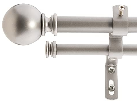 Decopolitan 5/8 Classic Ball Double Curtain Rod Set, 26 to 48 Inches, Dark Nickel