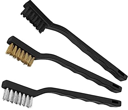 TOTONY Mini Drahtbürsten Set 3-teilig Hand Drahtbürste Klein Edelstahl Messing Bürste Stahlbürste Metallbürste zur Reinigung Schmutz Schlacken Rost