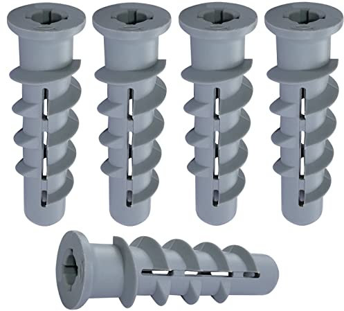 AERZETIX - C53780 - Satz von 5 - Dübel mit kragen für porenbeton - spiraldübel mit nut und kreuzförmiger abdruck - für bolzen M4 / schraube Ø4mm - 50mm - aus kunststoff
