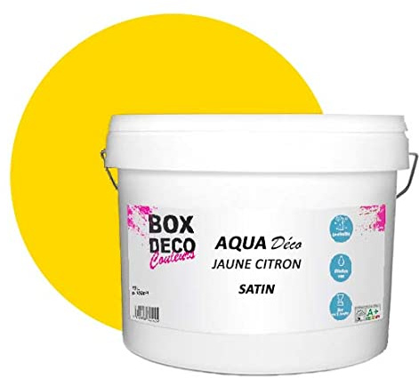 BOX DECO COULEURS Aqua Déco Acrylfarbe, Satin-Optik, 10 l/100 m², Zitronengelb