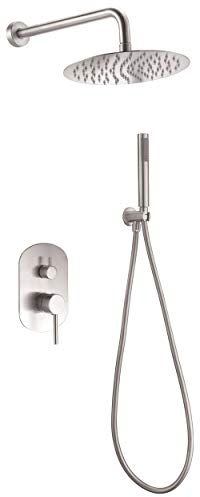 Mice - Ensemble de douche encastré mural 2 voies avec pommeau ou poignée - Robinets encastrés en acier S316 pour intérieur/extérieur - Mitigeur - Douches pour jardins, piscines