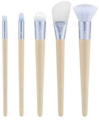 EcoTools Elements Limited Edition Hydro-Flow Skincare & Makeup Application Brush Kit, 5 Piece Brush Set, Blue
