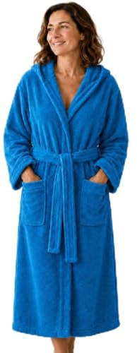 SABANALIA Albornoz Mujer Hombre Rizo Capucha 100% Algodón | Rizo americano 420gr/m2, cuello smoking, doble bolsillo, cinturón ajustable. Tallas S-XXL, 5 colores.