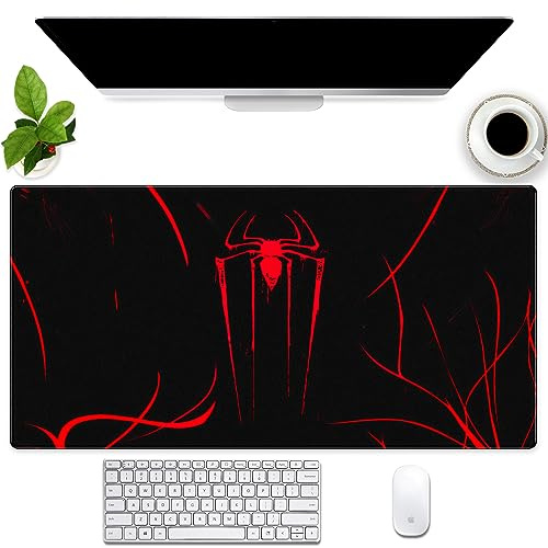 Cindasun - Schwarzes und rotes Computer-Mauspad für Spinnen-Maus, XL-Größe, großes Gaming-Mauspad, Vollcomputer, Laptop, Computer, Tastatur und Mauspad mit