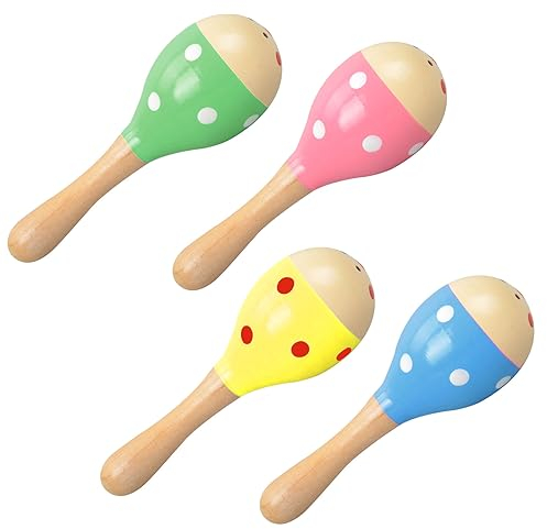 Holz Maracas, Eier Maracas, Egg Shaker, Egg Maracas, Percussion Musikintrument, Rassel Eier, Naturholz Maracas, fur Trainieren des Musikrhythmus und zur Verbesserung der Musikatmosphäre,4 Stück