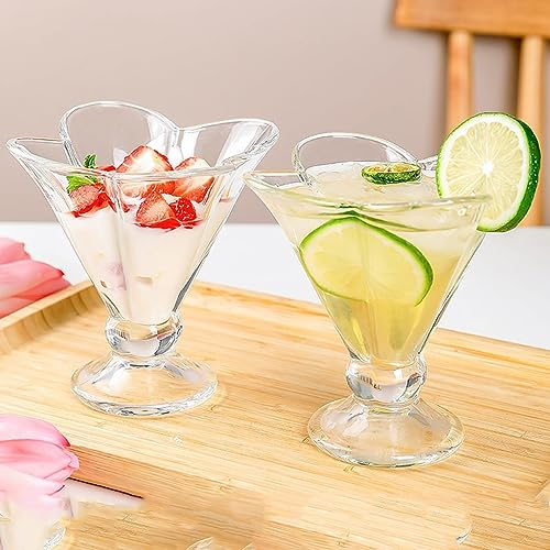 Glas-Eisschalen, Dessertbecher mit Fuß, 8,5-Unzen-Glasbecher for Eisbecher, EIS, Obst, Salat, Snacks, Cocktails, Feiertage, Partys