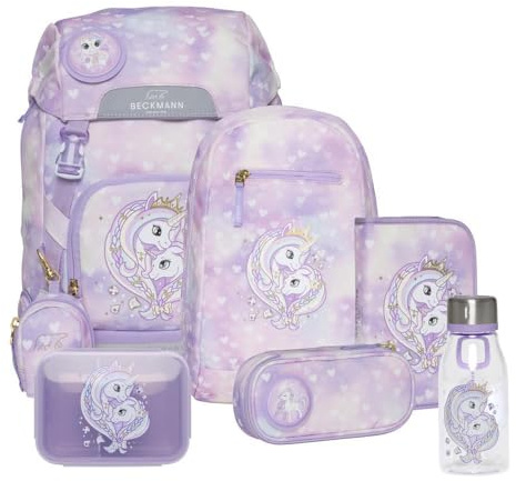 Beckmann Classic Maxi Schulrucksack Set 8tlg. (Unicorn Princess Purple)