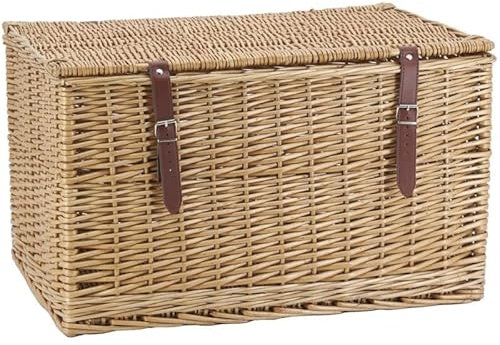 AUBRY GASPARD - Baúl de mimbre y correa (tamaño grande), diseño