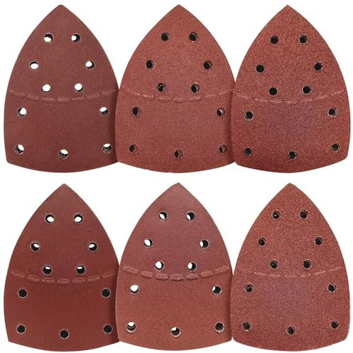 72PCS Sanding Sheets, 11-Holes Mouse Sanding Pads Sander Paper for Multi-Sanders, Assorted 40/60/80/120/180/240 Grits Machine Mouse Detail Sandpaper(12Pcs Each Assorted)
