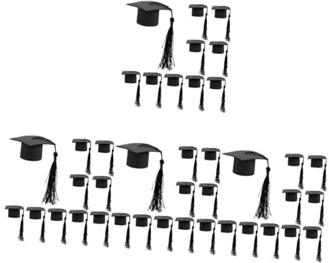 UPKOCH 40pcs Graduation Cap Cake Decorations Doctorial Cap Cupcake Topper Tassels