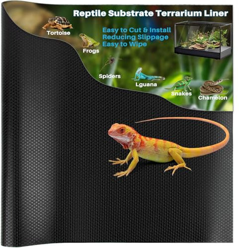 MAQIHAN Reptilien-Substratmatte für Reptilien, Terrarium, Bartdrache, Tankmatte, Reptilien-Tankauskleidung, Zubehör, Substrat für Leopard, Gecko, Schlange, Schildkröte, Gecko, Eidechse (schwarz), 1,8
