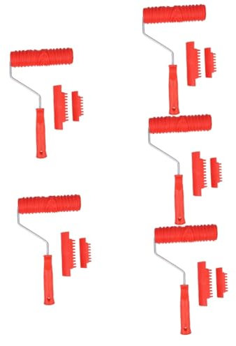 Uonlytech 5 Juegos Herramientas De Grano De Madera Rodillo Para Pintar Exteriores Herramienta De Pintura De Grano De Madera Rodillo De Grano De Madera El Plastico Rojo