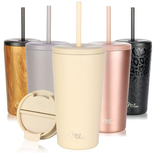 Milu Mug Isotherme 500ml - Thermo Café étanche en acier inoxydable, Tasse thermique sans BPA, 100% anti-fuite(Cream, 500ml)