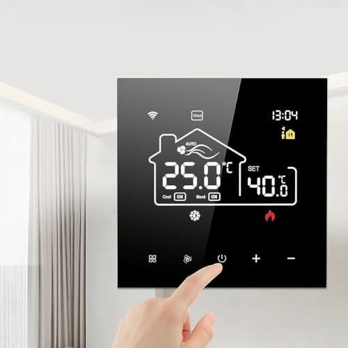 Para Tuya Termostato inteligente programable, 2 en 1 WIFI Aire acondicionado central Termostatos de calefacción de piso Pantalla táctil Controlador de temperatura