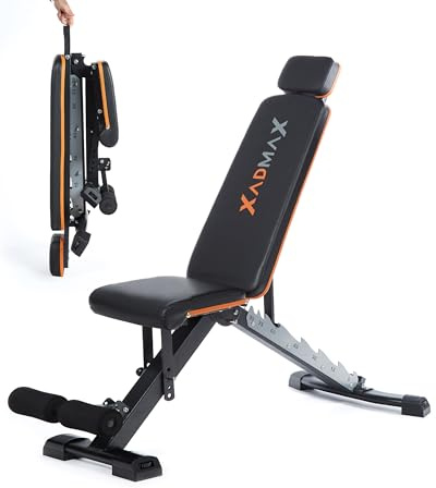 Xadmax Panca Palestra Pieghevole, Panca Piana - Sopporta 360 KG, Molto Robusta e Resistente, per Allenamento a Casa con Pesi, Attrezzi Palestra Casa, Home Gym, Panche Pieghevoli