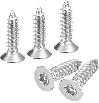 QUARKZMAN 50 Stück Senkkopf-Torx-Schrauben, M6 x 16mm Torx Holzschrauben 304 Edelstahl-Sicherheitsschrauben mit Bit T30, Selbstschneidend, Diebstahlsicher für Holz, Maschinenbau (Silber)