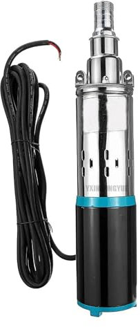 YXINHONGYUE Electric Deep Well Solar Submersible Water Pump DC 24V/12V, 180W Maximum lift 25 meters IP68 Waterproof Grade Stainless Steel Submersible Rotary Bore Pump for Home Use,12V