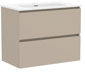 Baikal Mueble de Baño Klay. Mueble MONTADO. 2 Cajones Suspendido con Lavabo. Armario de Baño. Lavabo Ceramico. 80cm Visón.