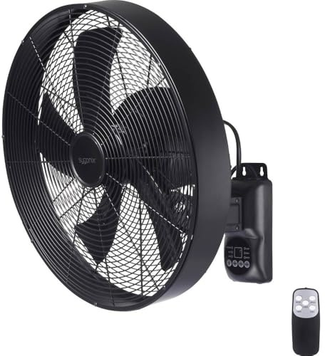 sygonix Wandventilatore 50W (Ø x H) 45cm x 45.5cm Nero con Telecomando, Oszillierend, Timer, Sc