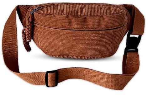 Bauchtasche Cord Umhängetasche Cord Modische Hüfttasche Freizeit Sport Hüfttaschen Crossbody Bag Dunkelbraun mit Schultergurt Einstellbar Unisex für Damen, Herren