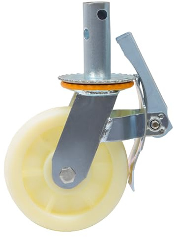 Ruleta universal de nailon resistente de 6 pulgadas con goma de freno y ruedas de poliuretano, núcleo de hierro, perfecta para soluciones de andamios y estanterías
