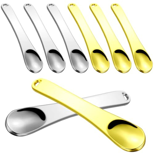 Cabilock 8stücke Metallspatel für Make-up Hautpflege und Kleine Kosmetiklöffel zum Testen von Cremes Anrühren von Masken und Auftragen von Flüssigem Make-up Leicht zu Reinigen