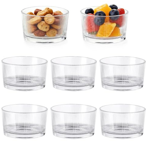 Umllpet Dessertglas set med 8, 200 ml i glas glassbägare glas isskålar dessertskålar diskmaskinssäkra, transparenta små dessertskålar för dessert, tiramisu, pudding, yoghurt-müsli