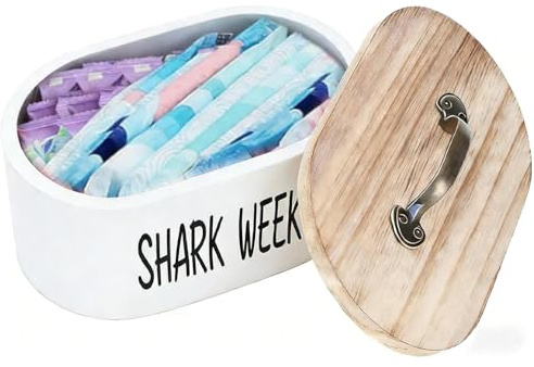 ZoeQide Binden Aufbewahrung Badezimmer mit Holzdeckel Weiß für Schrank | Tampon Box hält als Wattestäbchen Behälter und Kosmetik Organizer Pflegeartikel am Nachttisch sowie auf Reisen griffbereit