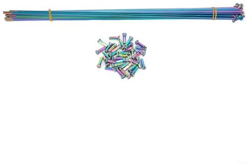 Besshepplo 36 raggi per bicicletta con nippli calibro 14 in lega di alluminio per ruote a raggi arcobaleno da 259 mm a 293 mm (259 mm)