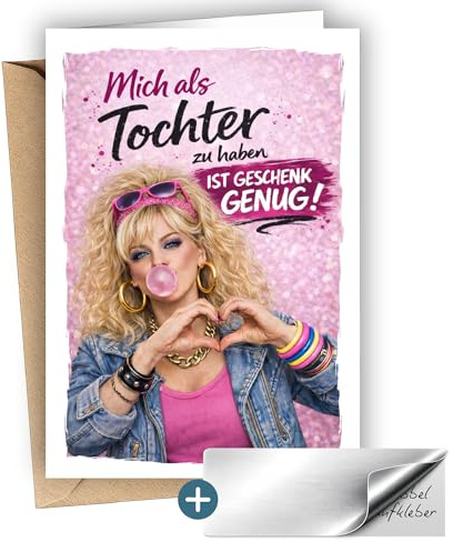 Gutschein Karte Eltern von Tochter – Lustige Rubbelkarte Gutschein für Mama oder Papa – Mama Geschenk Papa Geschenk Geburtstag Weihnachten Muttertag Vatertag – Faltkarte mit Umschlag (Tochter)