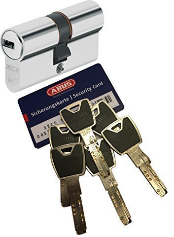 ABUS XP20S Doppelzylinder Länge (a/b) 30/60mm (c=90mm) mit Sicherungskarte und 6 Schlüssel mit Design-Clip, Not-u. Gefahrenfunktion und SKG** Bohrschutz