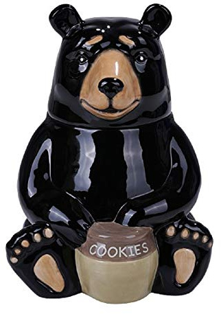 Pacific Giftware PT Black Bear Glossy Ceramic Cookie Storage Jar