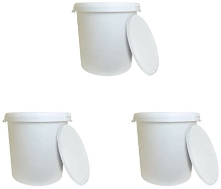 25l Plastic Bucket with Lid, Hard Wearing, Plaster and Cement Mixing, Paint Bucket, Garden, Container - Set of 3