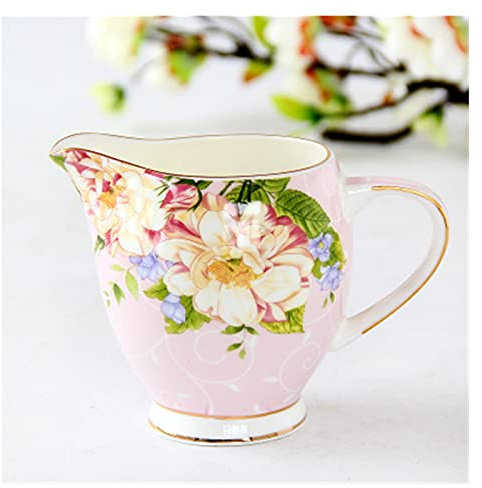 Sauciere，Saucenschale Europäischer Stil Kaffee Set Bone China Milch Pitcher Haushalt Keramikmilch Kaffee Tee-Kugel-Kaffee-Tasse Saucenbehälter Sauciere Für Küche Liefert ( Color : Pink 300ml )