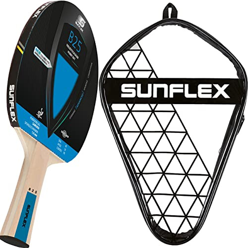 Sunflex® Color COMP B25 Tischtennisschläger | Tischtennis Racket Bat TT Hobby Freizeitschläger mit konkavem Griff | ITTF zertifizierter Blauer Belag | für Anfänger | leichtes Gewicht